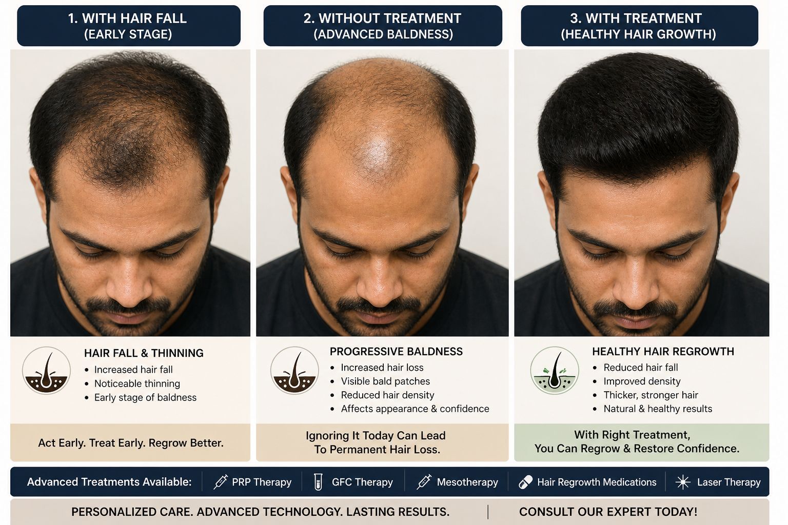 Hair Fall Today, Baldness Tomorrow? Why Early Hair Fall Treatment is Critical