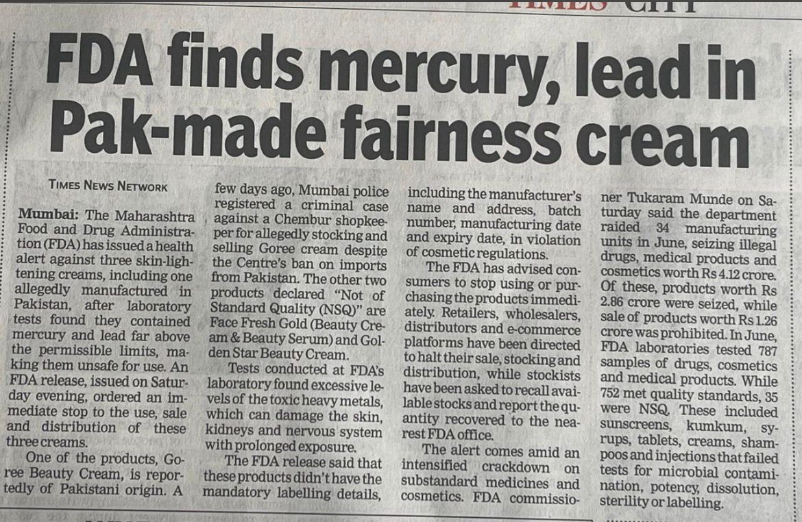 FDA Finds Mercury and Lead in Fairness Creams: Why You Should Be Careful About What You Apply on Your Skin